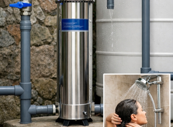 Lọc đầu nguồn chặn mầm bệnh trước khi vào bể chứa và vòi tắm