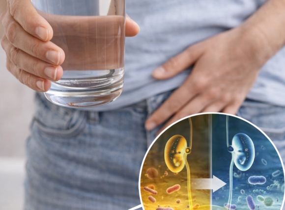 Uống đủ nước sạch giúp loãng nước tiểu và ức chế vi khuẩn