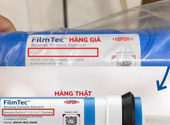 Phân biệt màng lọc RO thật giả qua tem, chữ 7 màu