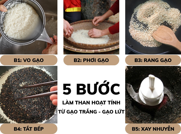 Chi tiết các bước làm than hoạt tính từ gạo hiệu quả
