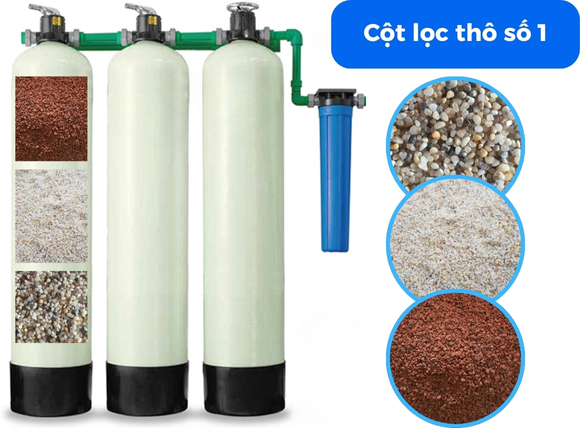 Cột lọc thô số 1 - Cấu tạo bộ lọc nước thô đầu nguồn