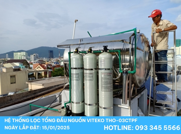 Hệ thống lọc nước đầu nguồn VITEKO THO-03CTPF cho căn hộ chung cư - Lắp đặt thực tế tại VITEKO