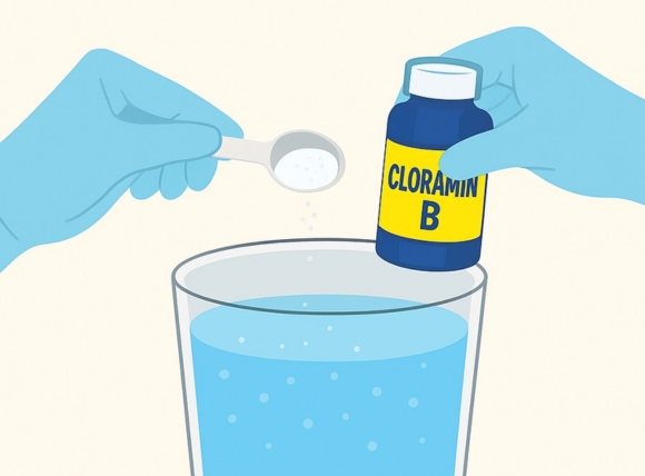 Pha Cloramin B để khử trùng nước giếng