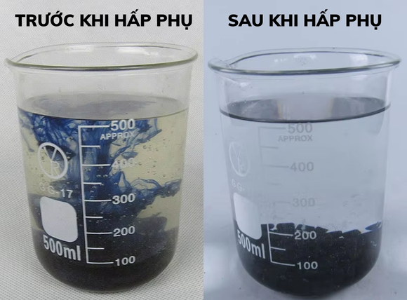 Hình ảnh công dụng hấp thụ màu trong nước của than hoạt tính viên nén