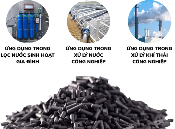 Than hoạt tính dạng viên nén ứng dụng trong công nghiệp xử lý nước, khí