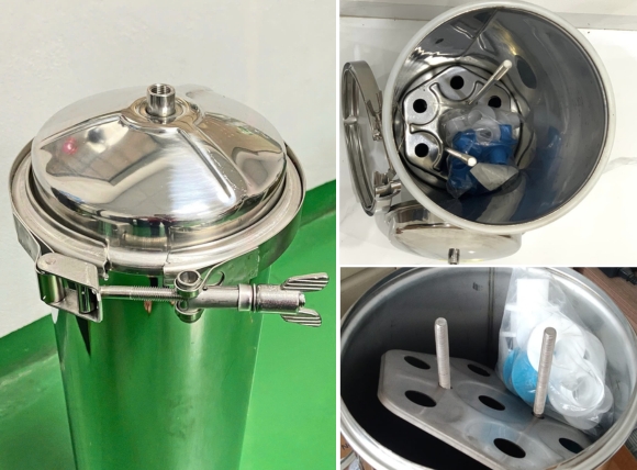 Hình ảnh thực tế của phin lọc nước inox 3 lõi 20 inch