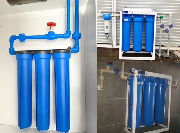 Bộ lọc nước thô đầu nguồn 3 cấp lọc - Lắp đặt thực tế tại VITEKO